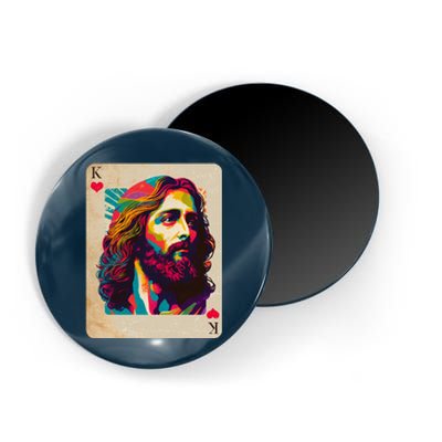 Retro Vintage Jesus Is King Of Kings Playing Card Magnet