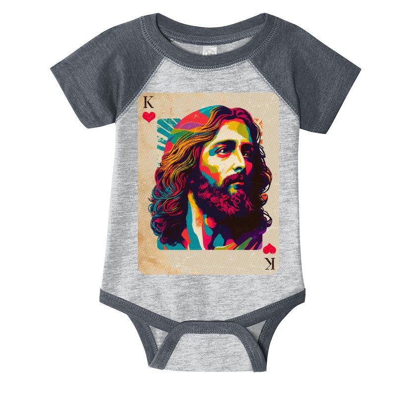 Retro Vintage Jesus Is King Of Kings Playing Card Infant Baby Jersey Bodysuit