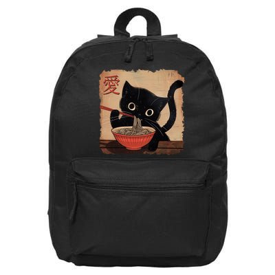 Retro Vintage Japanese Ramen Noodle Neko Cat 16 in Basic Backpack