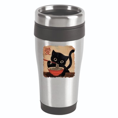 Retro Vintage Japanese Ramen Noodle Neko Cat 16oz Travel Tumbler