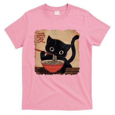 Retro Vintage Japanese Ramen Noodle Neko Cat T-Shirt
