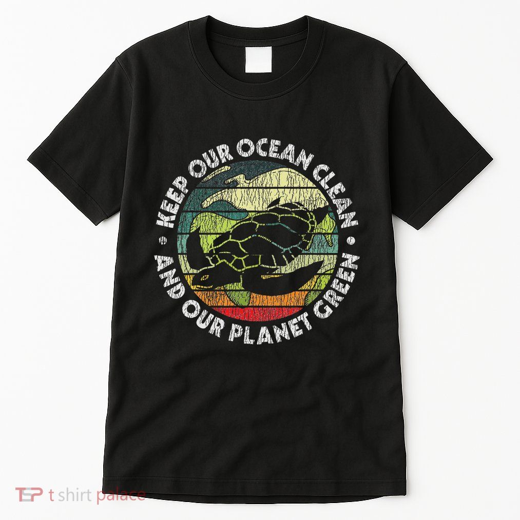Retro Vintage Keep Our Ocean Clean Save Sea Animal Turtles Tall T-Shirt