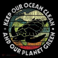 Retro Vintage Keep Our Ocean Clean Save Sea Animal Turtles Tall T-Shirt