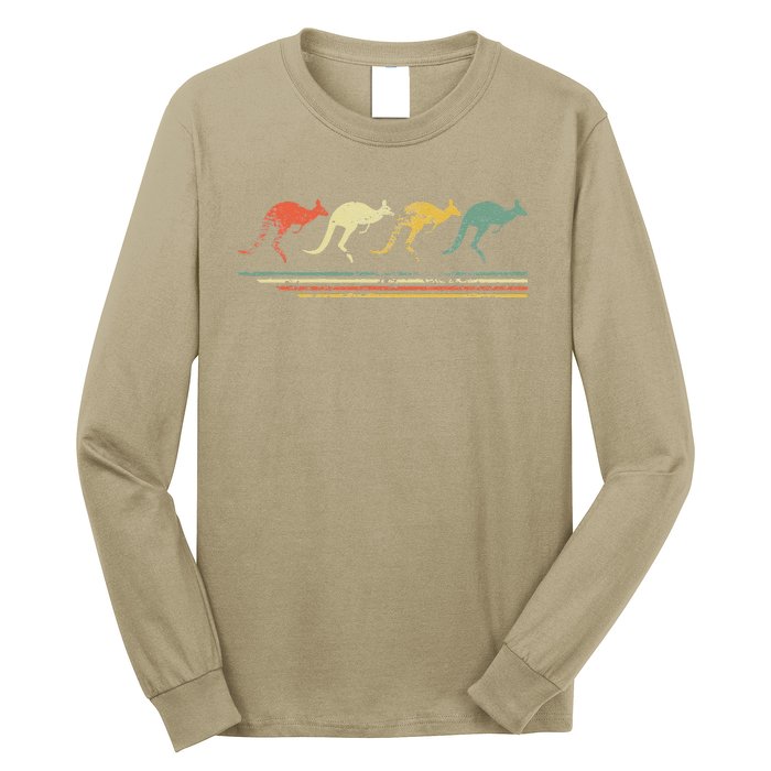 Retro Vintage Kangaroo Lover Animal Gift Father Day Long Sleeve Shirt