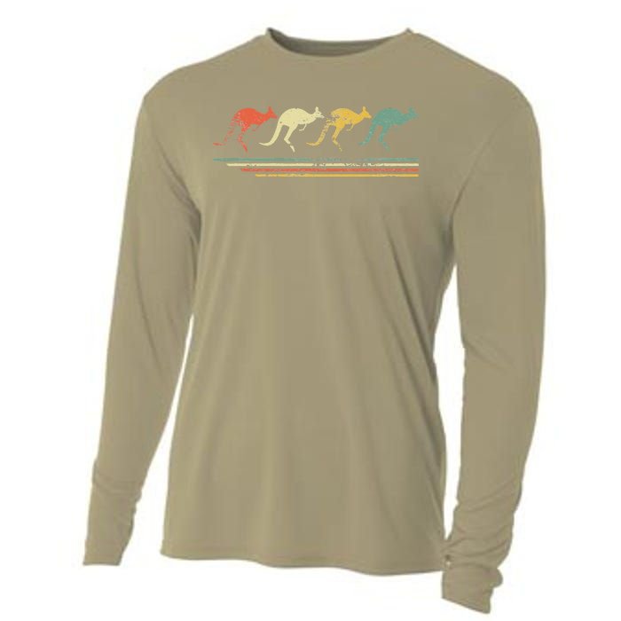 Retro Vintage Kangaroo Lover Animal Gift Father Day Cooling Performance Long Sleeve Crew