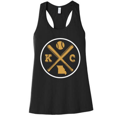 Retro Vintage Kansas City Baseball Emblem Women's Racerback Tank