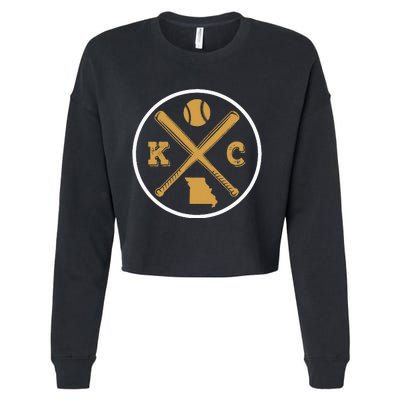 Retro Vintage Kansas City Baseball Emblem Cropped Pullover Crew