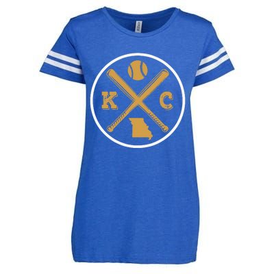 Retro Vintage Kansas City Baseball Emblem Enza Ladies Jersey Football T-Shirt