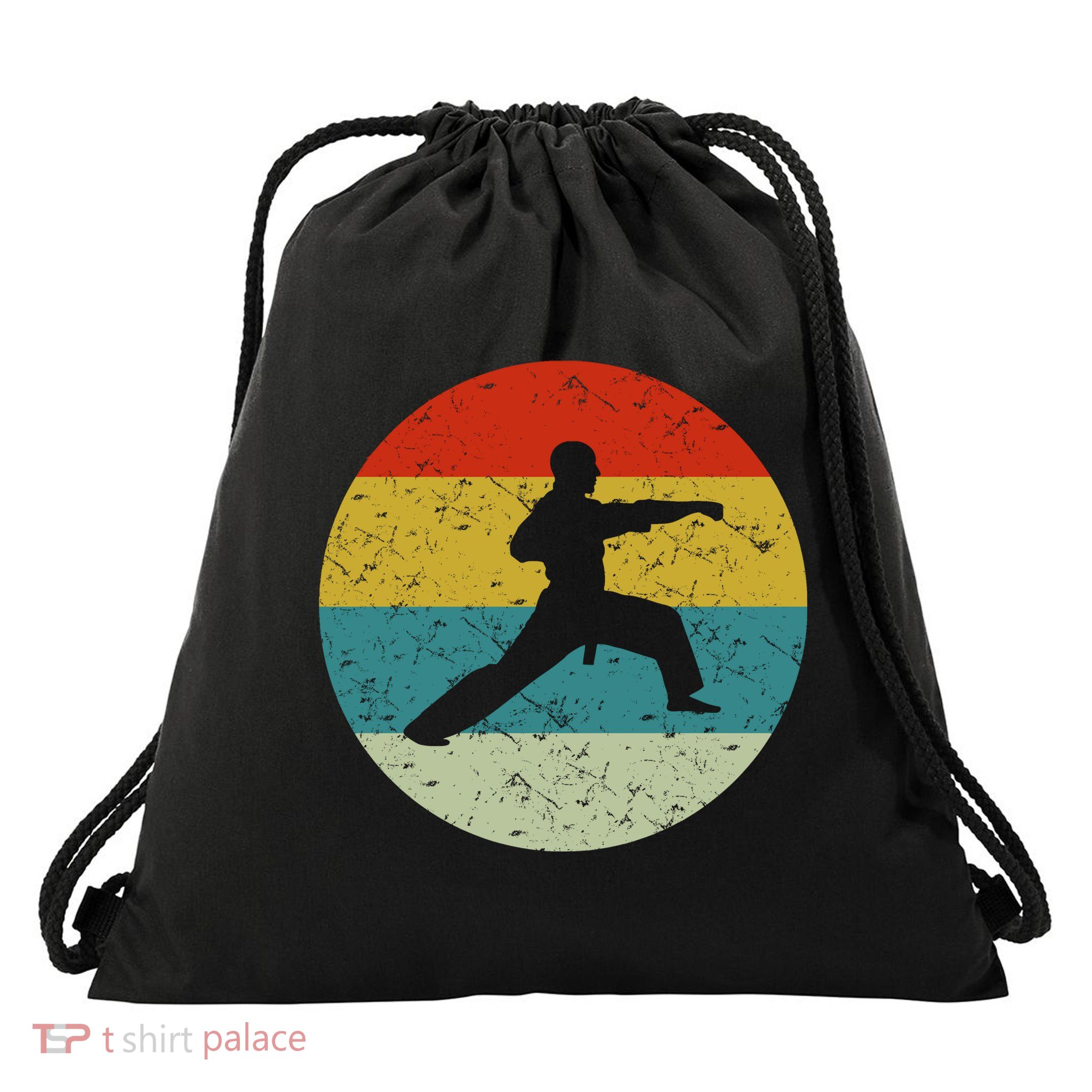 Retro Vintage Karate Drawstring Bag