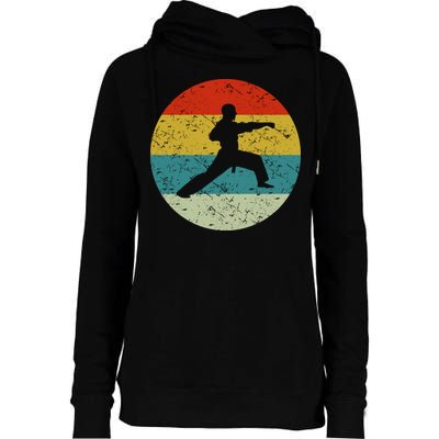 Retro Vintage Karate Womens Funnel Neck Pullover Hood