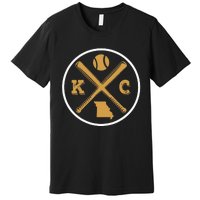 Retro Vintage Kansas City Baseball Emblem Premium T-Shirt