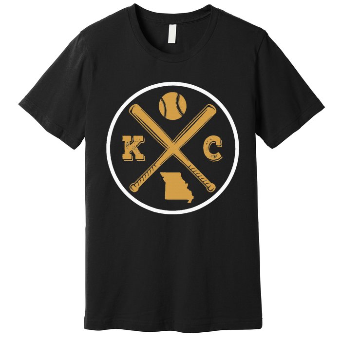 Retro Vintage Kansas City Baseball Emblem Premium T-Shirt