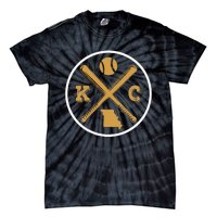 Retro Vintage Kansas City Baseball Emblem Tie-Dye T-Shirt