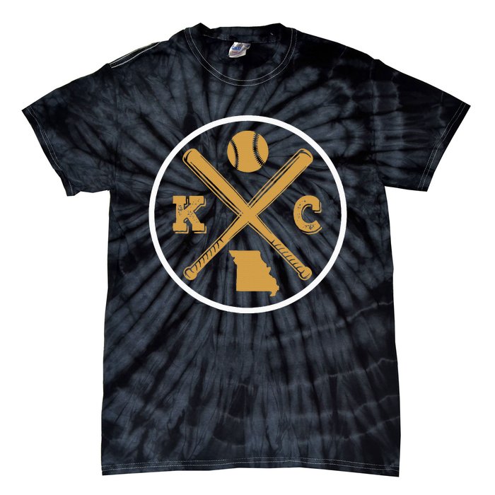 Retro Vintage Kansas City Baseball Emblem Tie-Dye T-Shirt