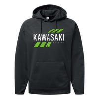 Retro Vintage Kawasaki Green City Performance Fleece Hoodie