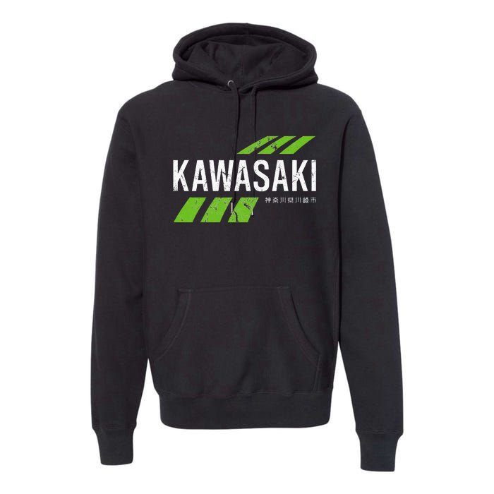 Retro Vintage Kawasaki Green City Premium Hoodie