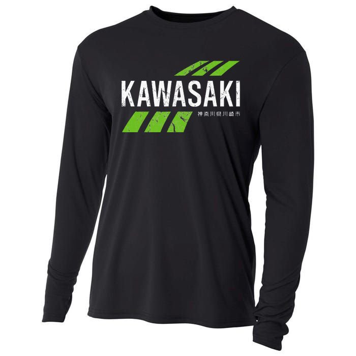 Retro Vintage Kawasaki Green City Cooling Performance Long Sleeve Crew