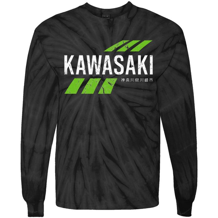 Retro Vintage Kawasaki Green City Tie-Dye Long Sleeve Shirt