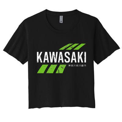 Retro Vintage Kawasaki Green City Crop Top
