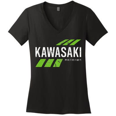 Retro Vintage Kawasaki Green City Women's V-Neck T-Shirt
