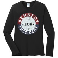 RFK Vintage Kennedy For President JFK American Ladies Long Sleeve Shirt