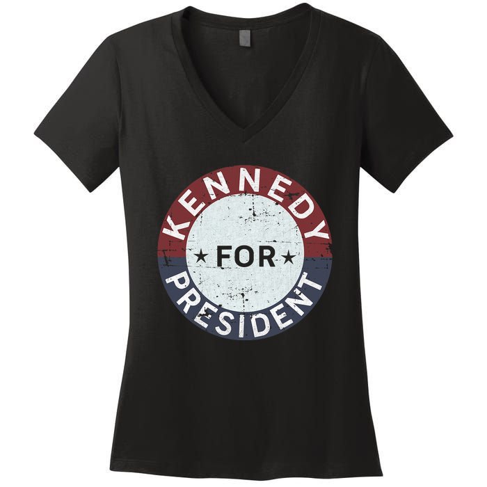 RFK Vintage Kennedy For President JFK American Women's V-Neck T-Shirt