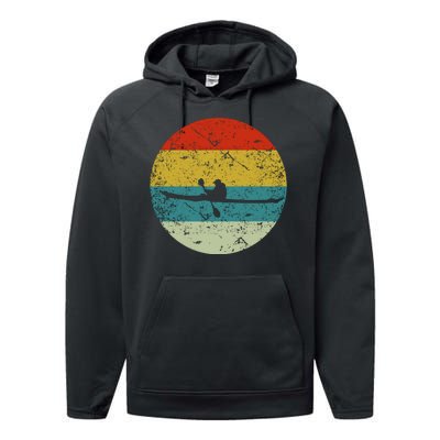 Retro Vintage Kayak Performance Fleece Hoodie