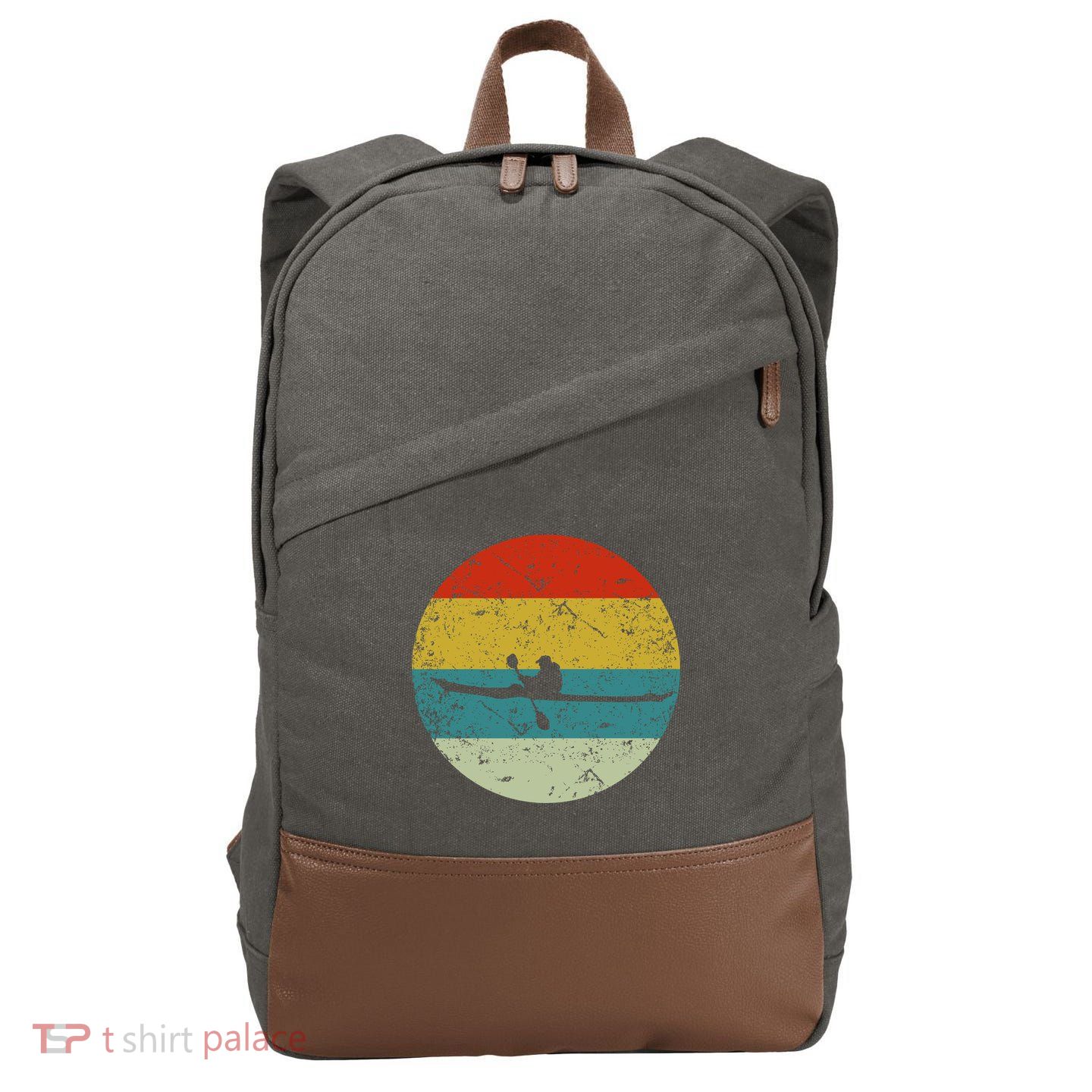 Retro Vintage Kayak Cotton Canvas Backpack