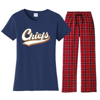 Retro Chiefs Fan Logo Women's Flannel Pajama Set