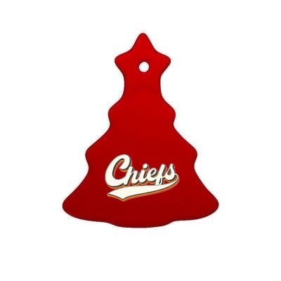 Retro Chiefs Fan Logo Ceramic Tree Ornament