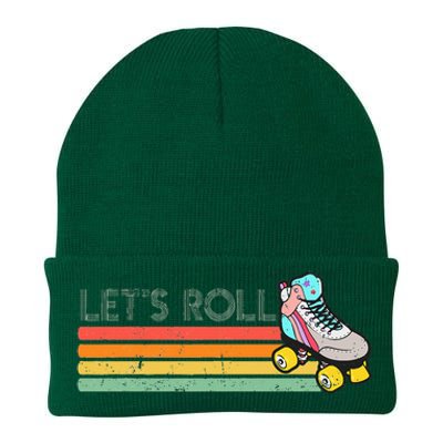 Retro Vintage Lets Roll Roller Skating Skater Skate 80s 70s Knit Cap Winter Beanie