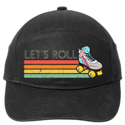 Retro Vintage Lets Roll Roller Skating Skater Skate 80s 70s 7-Panel Snapback Hat