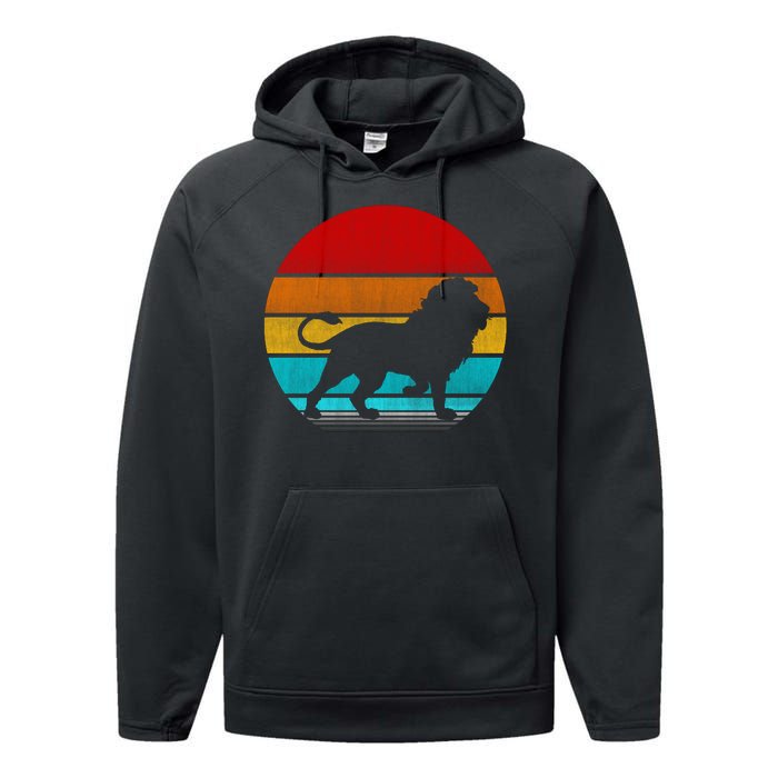 Retro Vintage Lion Performance Fleece Hoodie