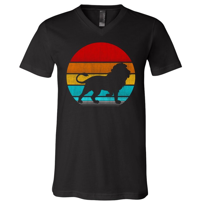 Retro Vintage Lion V-Neck T-Shirt