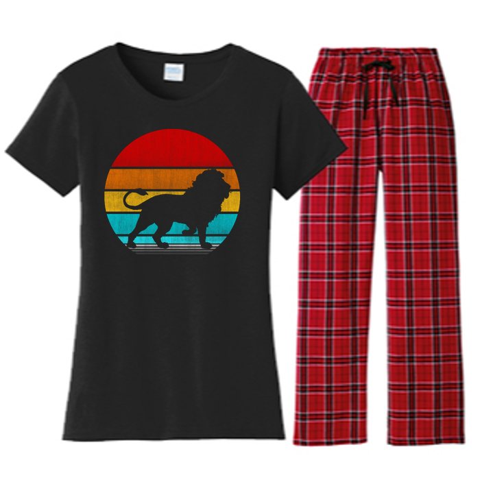 Retro Vintage Lion Women's Flannel Pajama Set