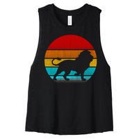 Retro Vintage Lion Women's Racerback Cropped Tank