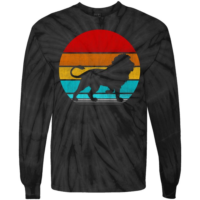 Retro Vintage Lion Tie-Dye Long Sleeve Shirt