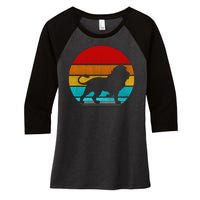 Retro Vintage Lion Women's Tri-Blend 3/4-Sleeve Raglan Shirt