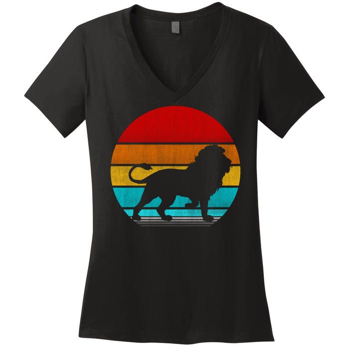 Retro Vintage Lion Women's V-Neck T-Shirt