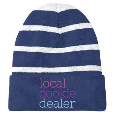 Retro Vintage Local Cookie Dealer Funny Baking Cookie Lover Striped Beanie with Solid Band