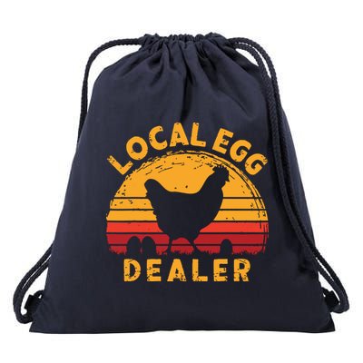 Retro Vintage Local Egg Dealer Farmer Chicken Egg Lover Drawstring Bag