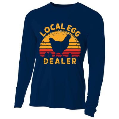 Retro Vintage Local Egg Dealer Farmer Chicken Egg Lover Cooling Performance Long Sleeve Crew