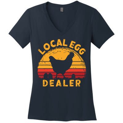 Retro Vintage Local Egg Dealer Farmer Chicken Egg Lover Women's V-Neck T-Shirt