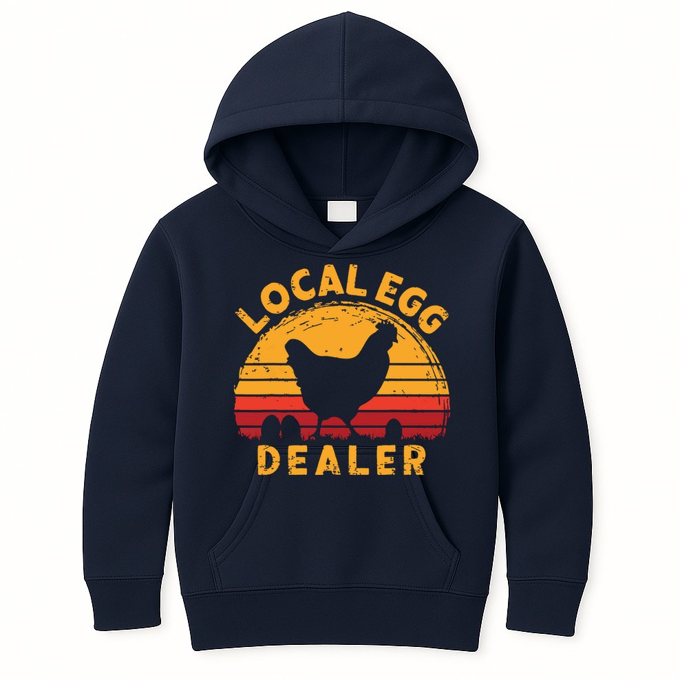 Retro Vintage Local Egg Dealer Farmer Chicken Egg Lover Kids Hoodie