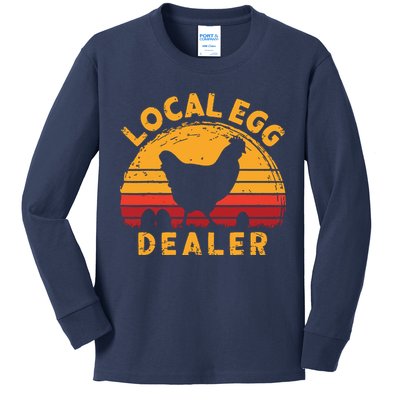 Retro Vintage Local Egg Dealer Farmer Chicken Egg Lover Kids Long Sleeve Shirt