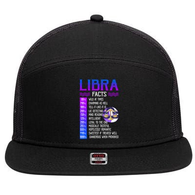 Retro Vintage Libra Facts Zodiac Sign Birthday Horoscope Funny Gift 7 Panel Mesh Trucker Snapback Hat