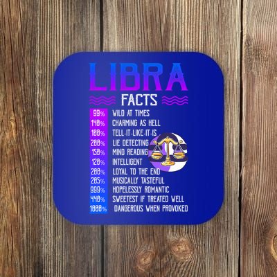 Retro Vintage Libra Facts Zodiac Sign Birthday Horoscope Funny Gift Coaster