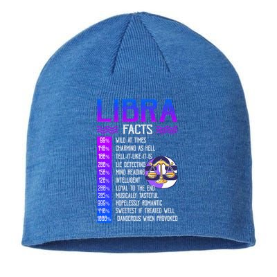 Retro Vintage Libra Facts Zodiac Sign Birthday Horoscope Funny Gift Sustainable Beanie