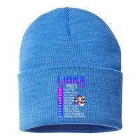 Retro Vintage Libra Facts Zodiac Sign Birthday Horoscope Funny Gift Sustainable Knit Beanie