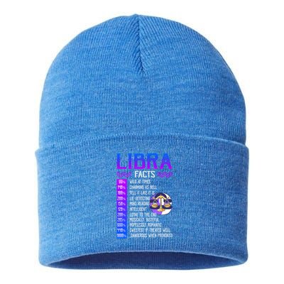 Retro Vintage Libra Facts Zodiac Sign Birthday Horoscope Funny Gift Sustainable Knit Beanie